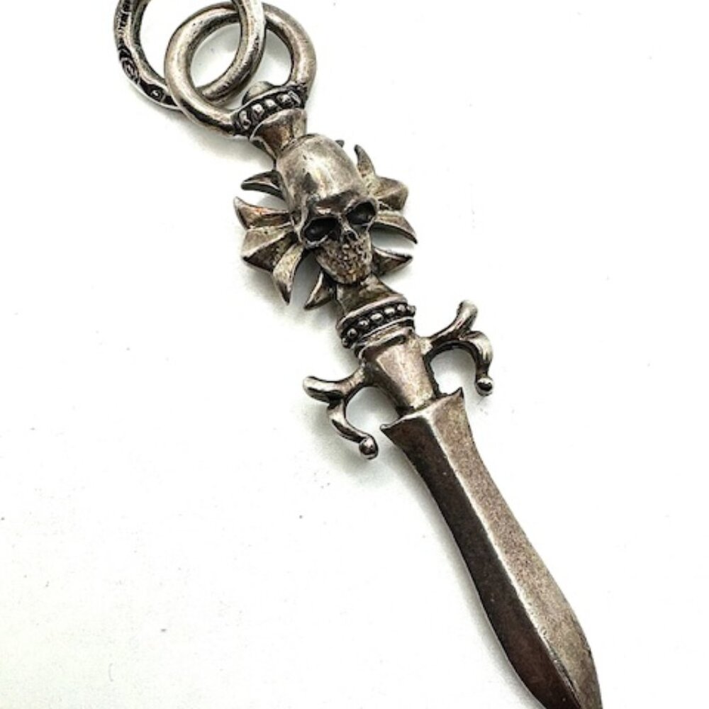 KING BABY STUDIO Huge Baby Skull Cross Dagger Pendant Necklace Early Custom